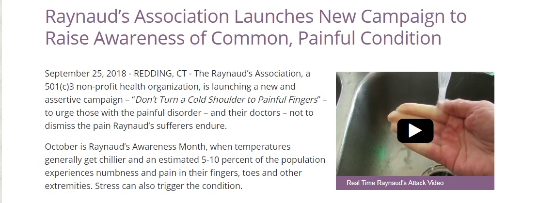 2018 Theme for Raynaud's Awareness Month