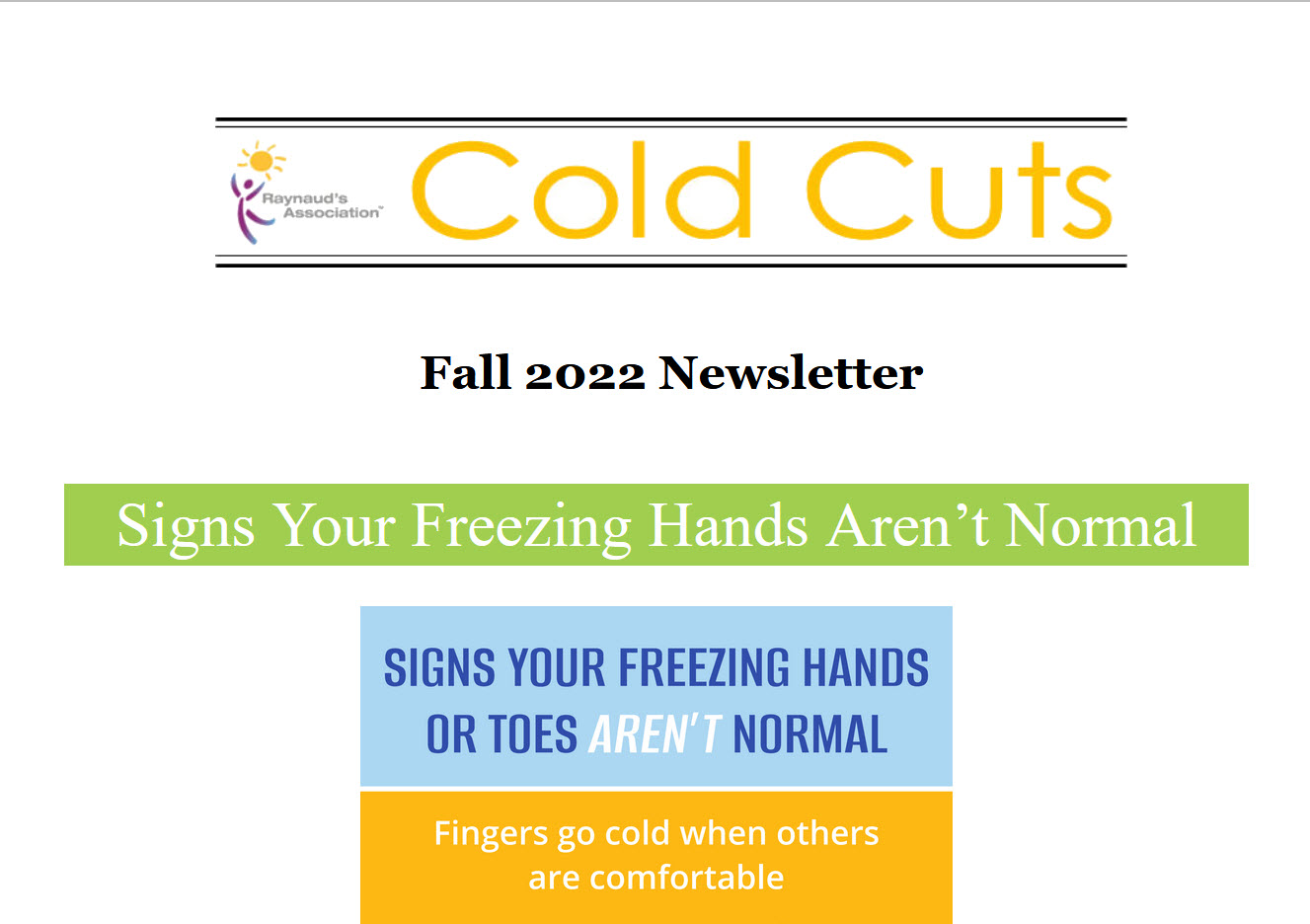 Cold Cuts Fall 2022 Newsletter